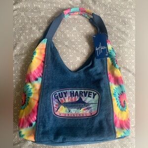 NWT Guy Harvey denim hobo tote bag